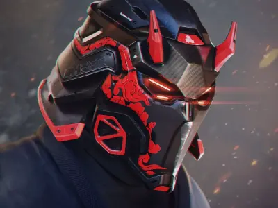 Cyber Samurai - cosplay helmet - DIGITAL FILE FOR 3D-PRINTING 3D print model