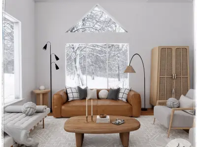 Winter Living Room Blender Scene 3D model