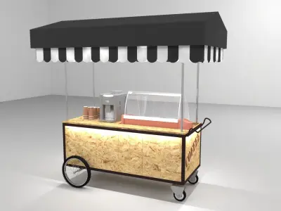 coffee barrow ice cream barrow kahve dondurma arabasi cart  3D model