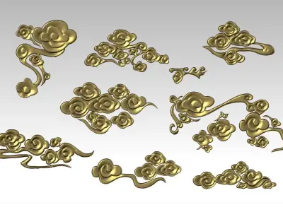 Cloud sculpture  relief flower 3D printing decoration ZB brush 3D print model