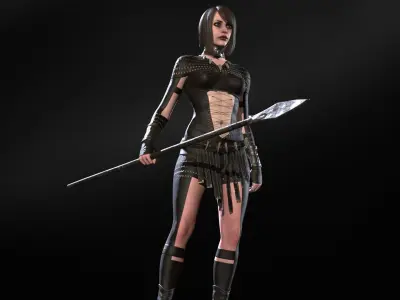 DefenderGirl 3 Low-poly 3D model