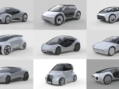 Futuristic Autonomous Car Collection 3D Model Pack