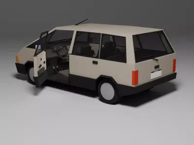 Low Poly 1980s Family MPV 3D Model Car10 Low-poly 3D model