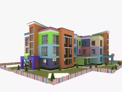 kindergarten colorful apartment building 3D model