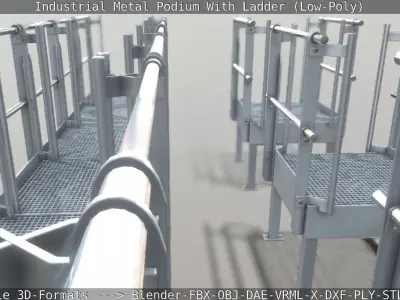 Industrial Metal Podium With Ladder Low-Poly Low-poly 3D model
