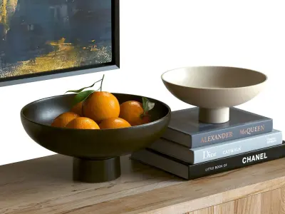 Sideboard Set with Decor 01 - Crate and Barrel Furniture 3D model