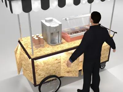 coffee barrow ice cream barrow kahve dondurma arabasi cart  3D model