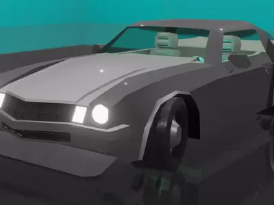 Modernized low poly 1977 styled muscle car Low-poly 3D model