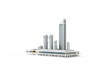 Futuristic Skyscraper Urban Architecture Low-poly 3D model