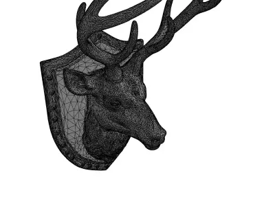 White Deer Head Wall Mount Trophy Low-poly 3D model
