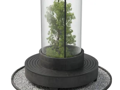 Urban Indoor plant set 366 - office garden bench Low-poly 3D model