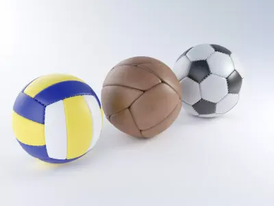 Sport Balls Low-poly 3D model
