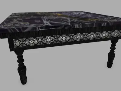 Table side with marble top Low-poly 3D model
