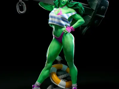 Fan She Hulk - printable stl 3D print model