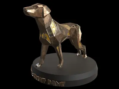 Steampunk Boxer Great Dane Low-poly 3D model