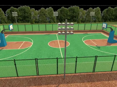 Basketball Court - Low-poly - Game Ready Low-poly 3D model