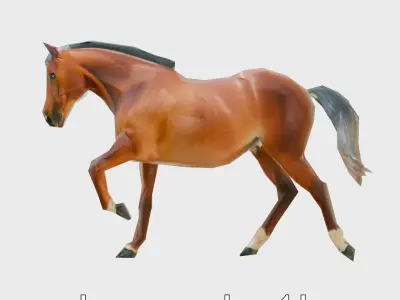 Saddlebred Horse 3D Model with Dynamic Animation Low-poly 3D model