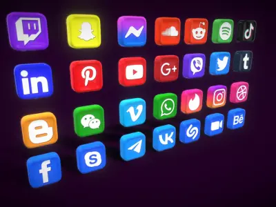 V5 Icon Socical Free low-poly 3D model