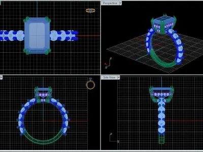 Engagement Ring With Emerald Diamond 3D model