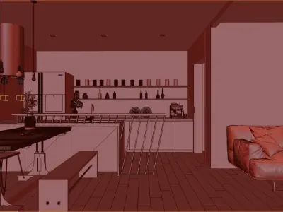 Living Dining Kitchen 3D model