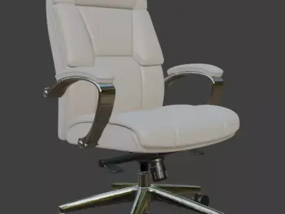 White Leather Executive Office Chair High Detail 3D Model PBR 3D model