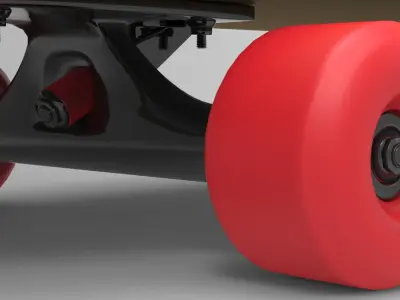 Longboard wooden skateboard with wheels Free 3D model