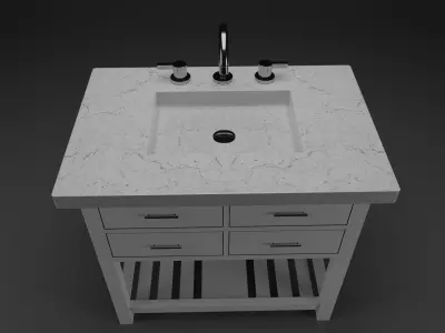 Bathroom Vanity Cabinet - Sleek White 3D model