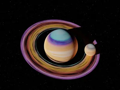 Stylized Planet system 4K Free low-poly 3D model