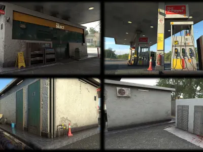 Shell Fuel Station Low-poly 3D model