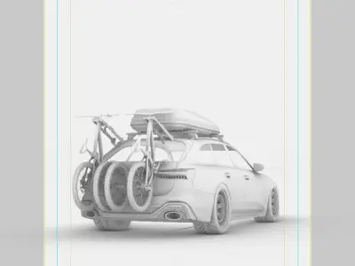 Audi RS 6 Avant with Bike and Roofbox 3D model