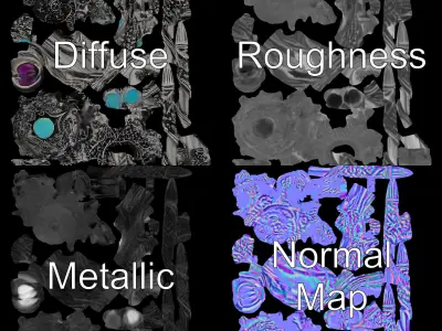 Mystic Scepter with Gemstones model pack Low-poly 3D model