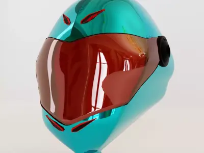 Alien-Faced Racing Helmet for Moto GP or Formula 1 Low-poly 3D model