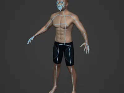 Realistic Surfer - Swimmer Man Model - Rigged Low-poly 3D model