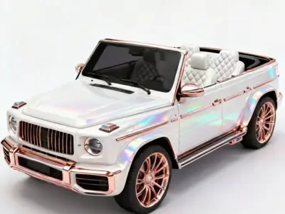 Pearl White And Rose Gold Convertible SUV 3D Model Low-poly 3D model