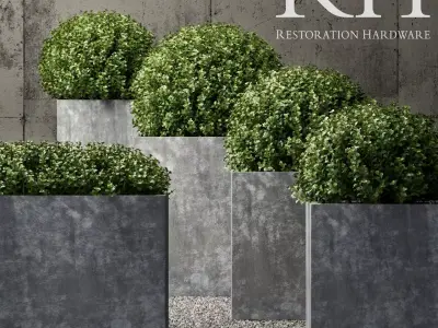 Restoration hardware estate zinc square planters 3D model