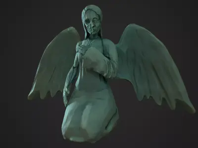 Angel Statue Low-poly 3D model 12
