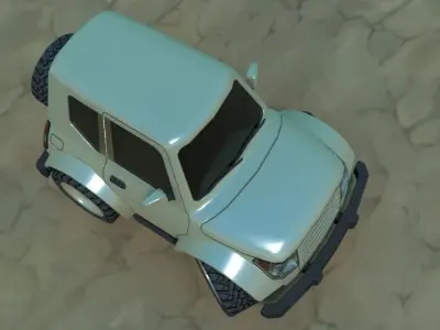 Rigged low poly cartoon off-road car Low-poly 3D model