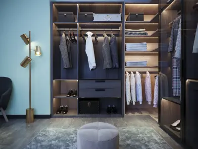 Clothes Room Interior Scene for 3DMax Corona With Settings Low-poly 3D model