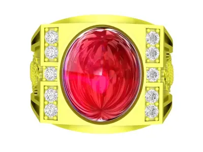 Luxury Oval Ruby and Diamond Men Ring 3D Model 5405 3D print model
