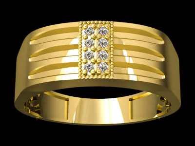 Elegant Diamond Gold Ring 3D print model