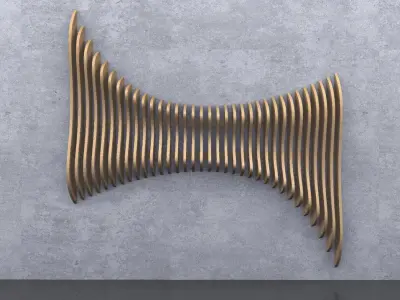 Parametric Wavy Wooden Panels 10 3D model