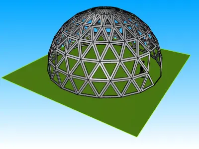 3D dome geodesic dome like frame structure with entry 3D model