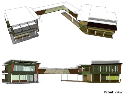 Office extension and bridge linkage  3D model