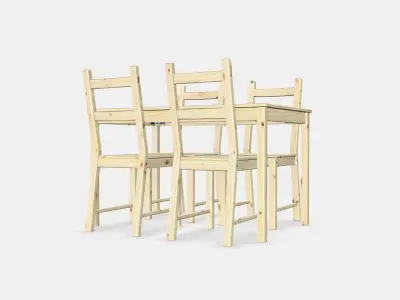 INGO - IVAR Table and 4 chairs Low-poly 3D model