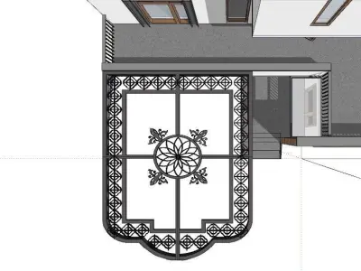 Iron Glass Roof Art Mounted Villa Facade 3D model 3D model 3D model