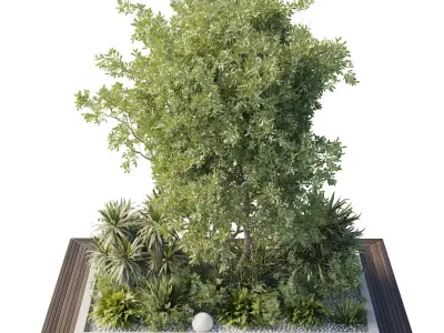 Garden of Plants Tree shrubs and palms - outdoor garden set 174 Low-poly 3D model