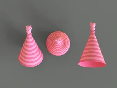 Birthday Hat - Colorful Party Decoration Prop 03 Low-poly 3D model