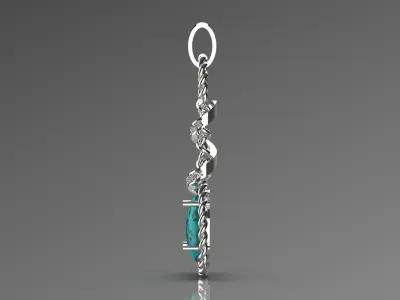 Special women pendant turquoise and diamond model jp0226 3D print model