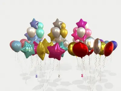 Helium Balloons 3D Model Collection