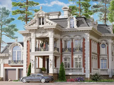 Classical Forged Fence Arc Frame Window 3D model